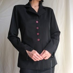Cute Solid black business casual button up suit top Brand is A-list by Wrapper
